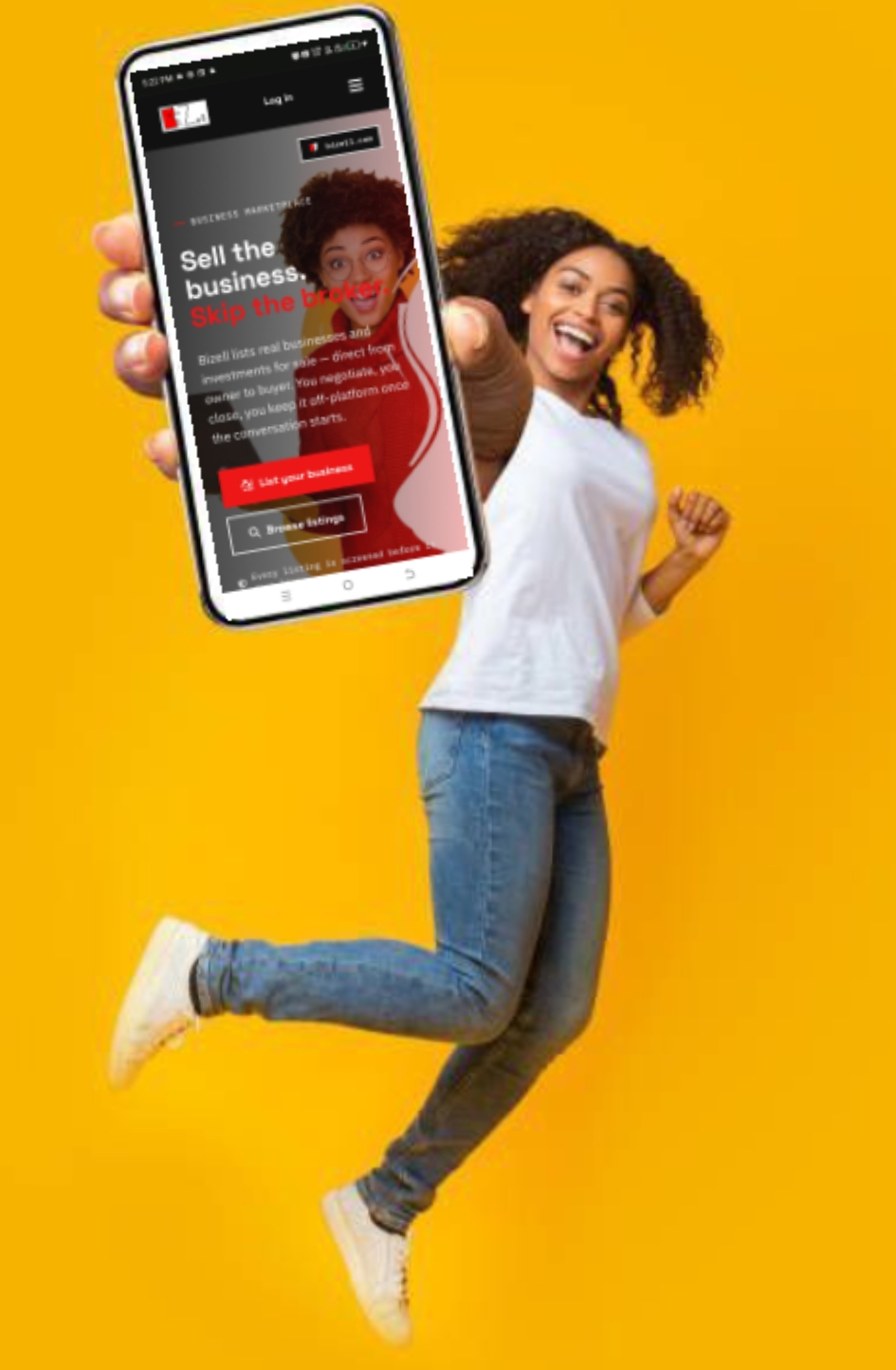 Bizell open on a mobile phone